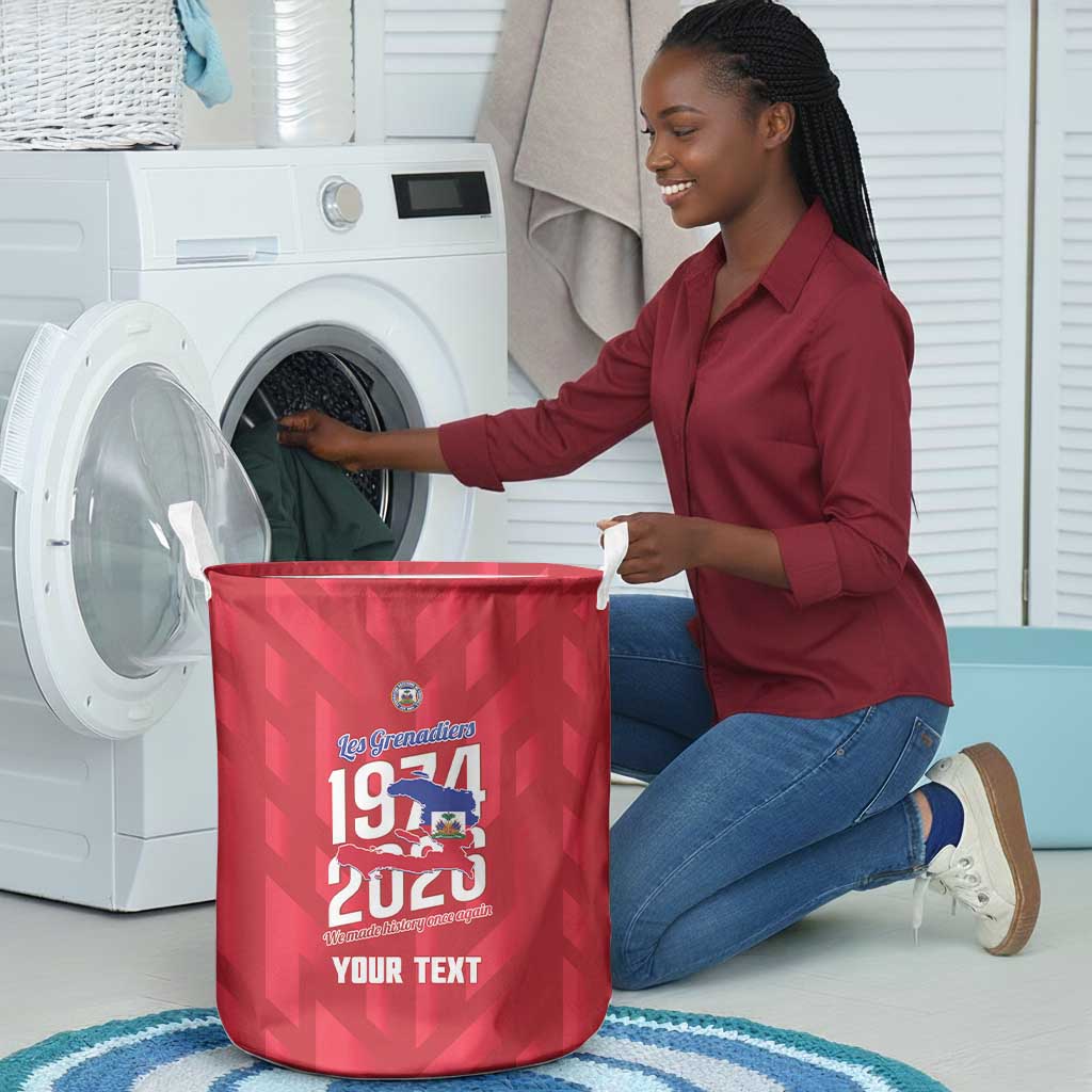 Personalized Afro Haiti Football Laundry Basket Les Grenadiers Made History Once Again Red Color - African Pride