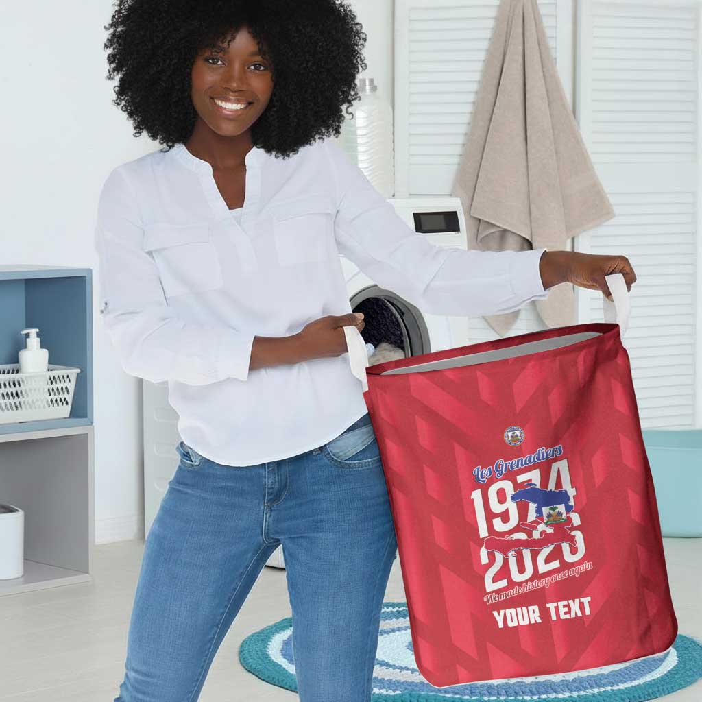 Personalized Afro Haiti Football Laundry Basket Les Grenadiers Made History Once Again Red Color - African Pride