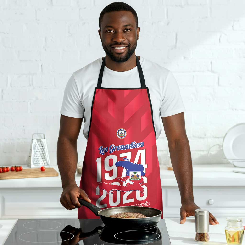 Personalized Haiti Football Apron Les Grenadiers Made History Once Again Red Color