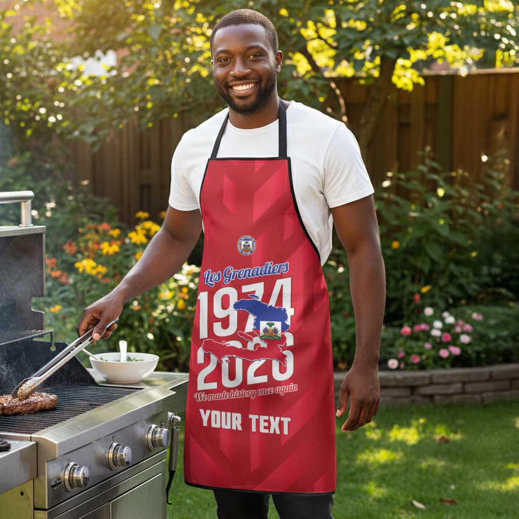 Personalized Haiti Football Apron Les Grenadiers Made History Once Again Red Color