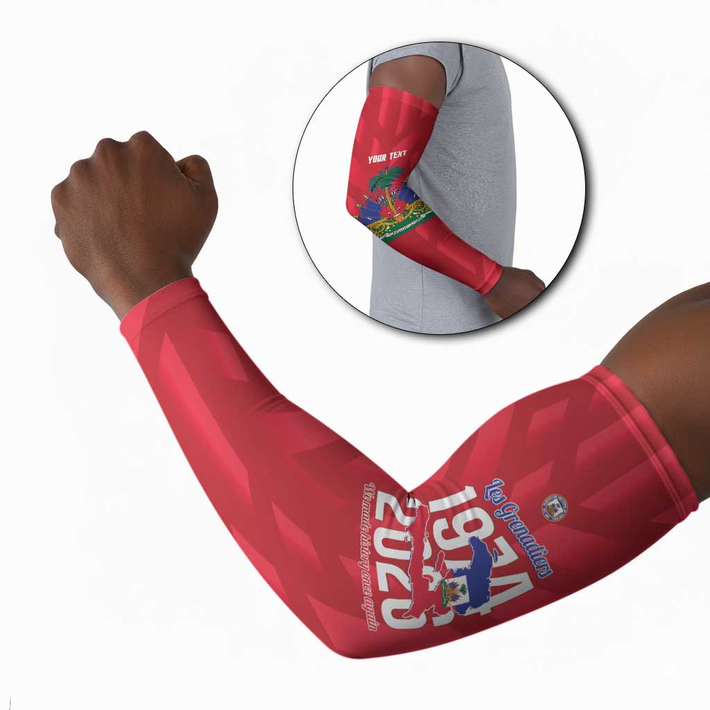Personalized Haiti Football Arm Sleeves Les Grenadiers Made History Once Again Red Color