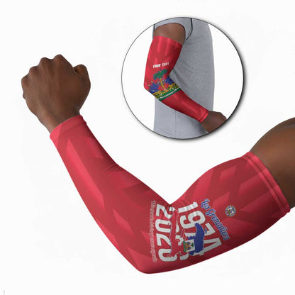 Personalized Haiti Football Arm Sleeves Les Grenadiers Made History Once Again Red Color
