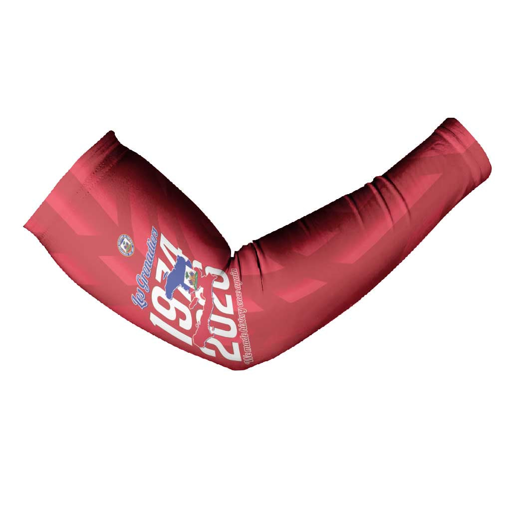 Personalized Haiti Football Arm Sleeves Les Grenadiers Made History Once Again Red Color