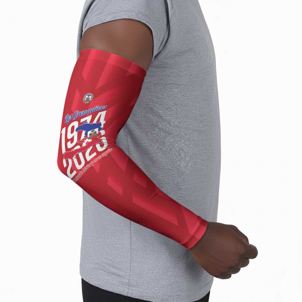 Personalized Haiti Football Arm Sleeves Les Grenadiers Made History Once Again Red Color
