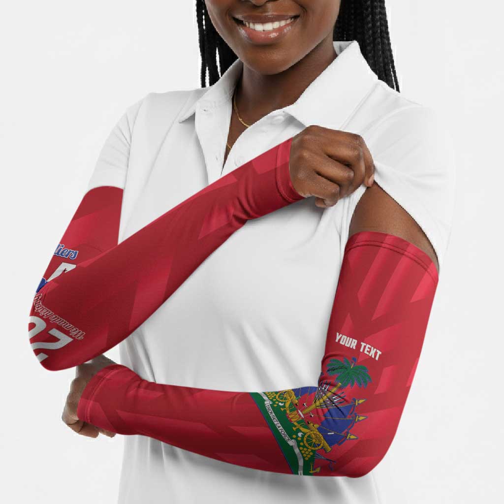 Personalized Haiti Football Arm Sleeves Les Grenadiers Made History Once Again Red Color