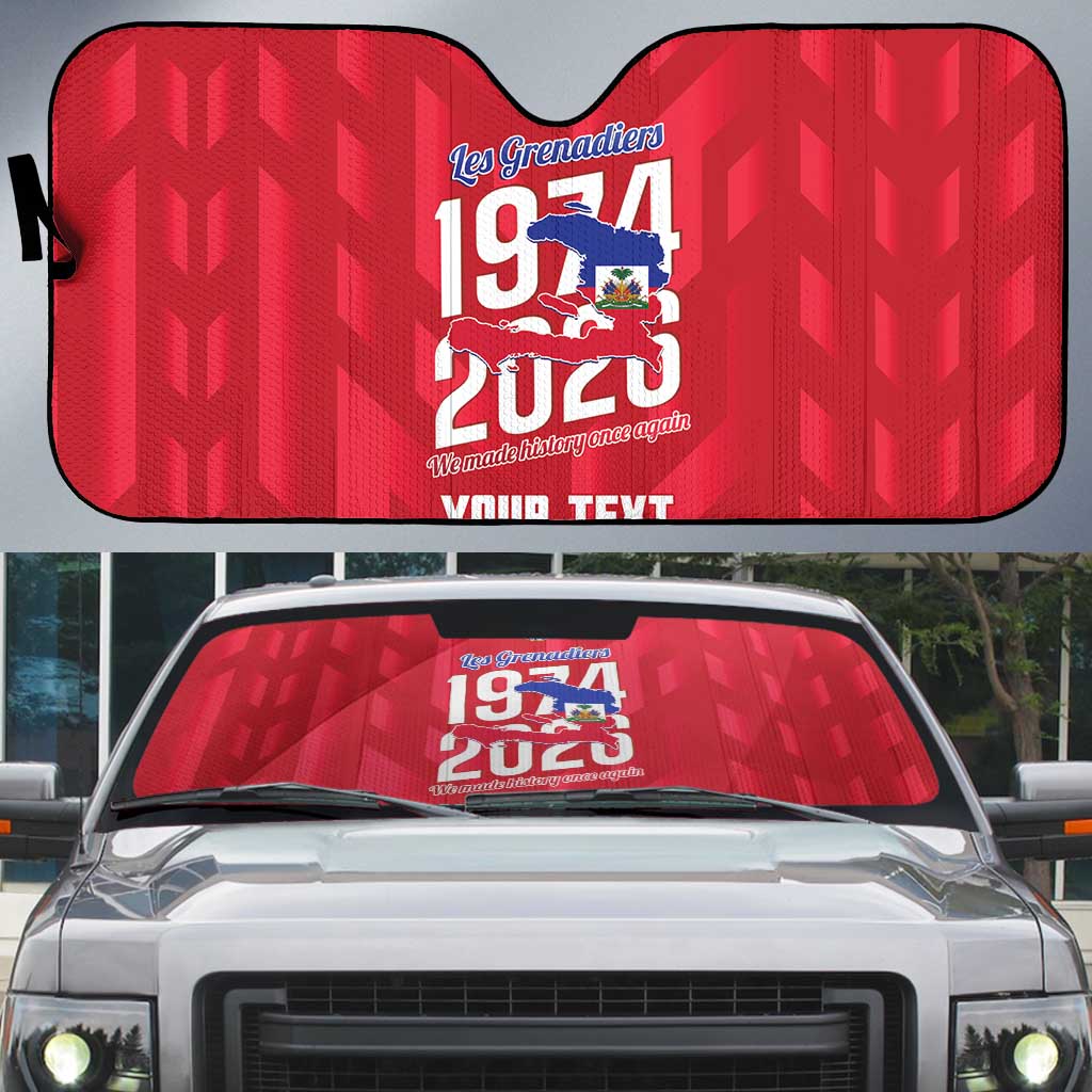 Personalized Haiti Football Auto Sun Shade Les Grenadiers Made History Once Again Red Color