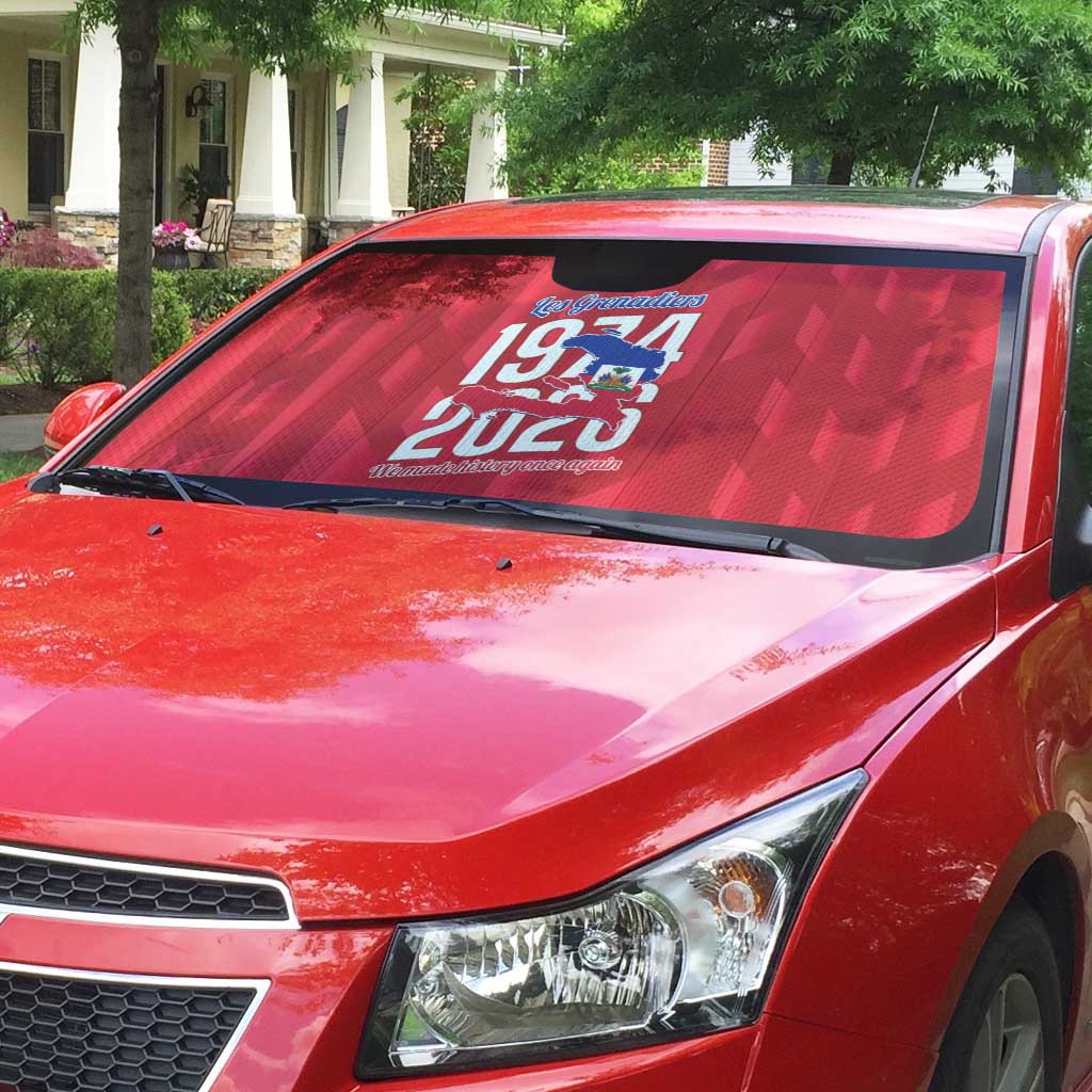 Personalized Haiti Football Auto Sun Shade Les Grenadiers Made History Once Again Red Color