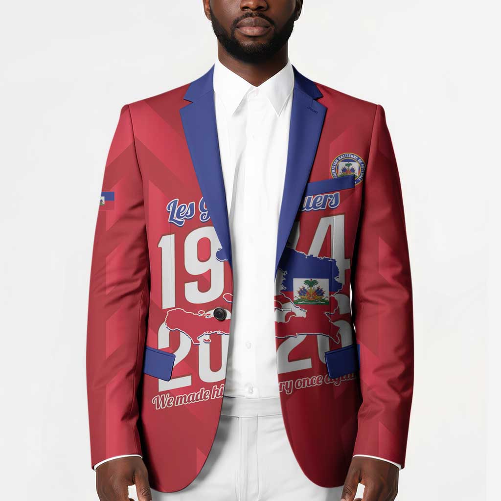 Personalized Haiti Football Blazer Les Grenadiers Made History Once Again Red Color