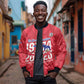 Personalized Afro Haiti Football Bomber Jacket Les Grenadiers Made History Once Again Red Color - African Pride