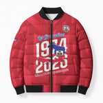 Personalized Haiti Football Bomber Puffer Jacket Les Grenadiers Made History Once Again Red Color