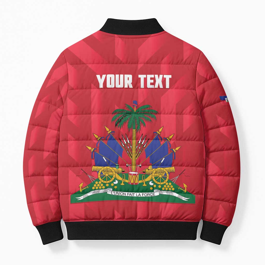 Personalized Haiti Football Bomber Puffer Jacket Les Grenadiers Made History Once Again Red Color