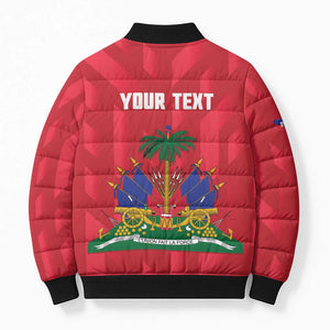 Personalized Haiti Football Bomber Puffer Jacket Les Grenadiers Made History Once Again Red Color