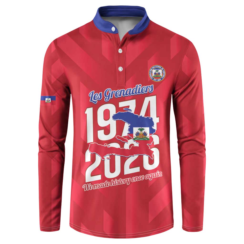 Personalized Haiti Football Button Sweatshirt Les Grenadiers Made History Once Again Red Color
