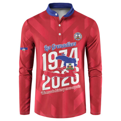 Personalized Haiti Football Button Sweatshirt Les Grenadiers Made History Once Again Red Color