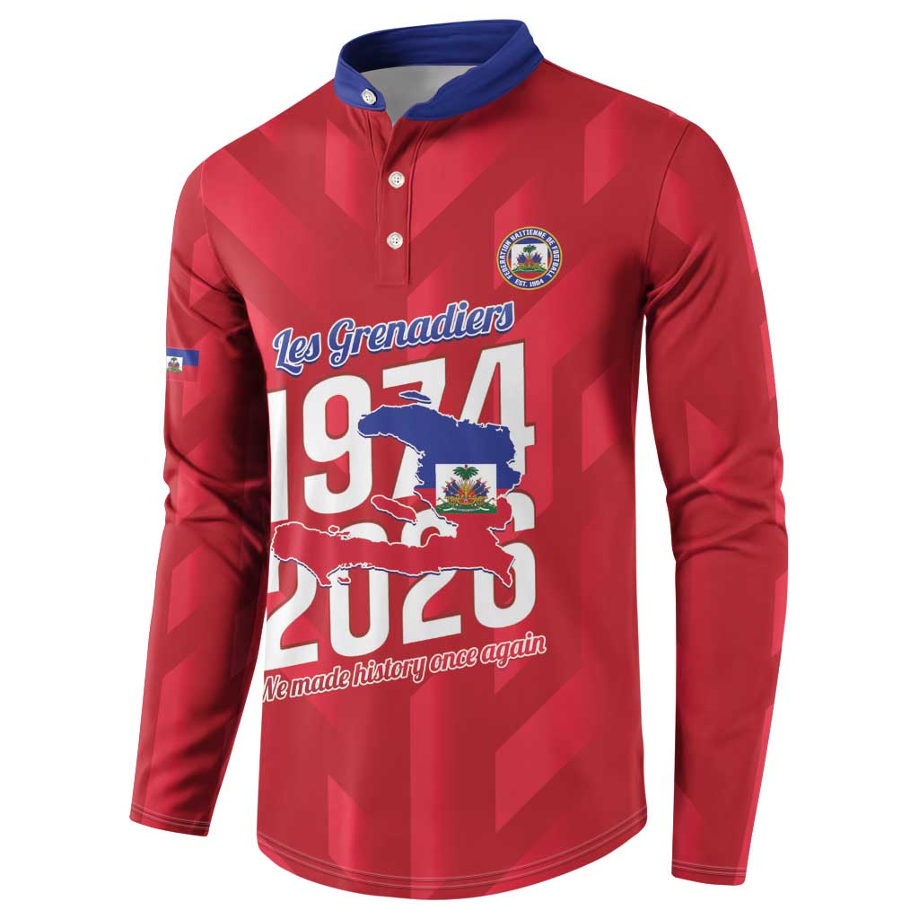 Personalized Haiti Football Button Sweatshirt Les Grenadiers Made History Once Again Red Color
