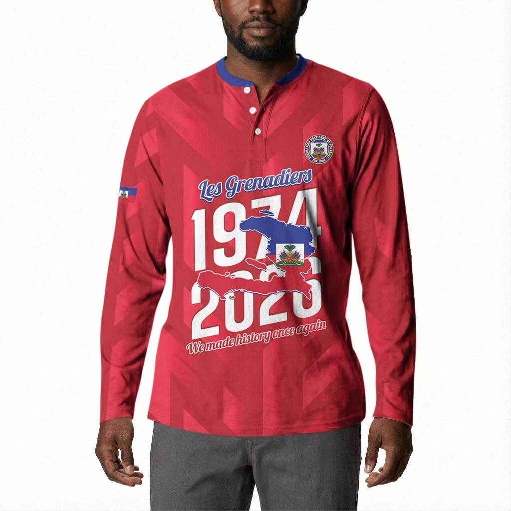 Personalized Haiti Football Button Sweatshirt Les Grenadiers Made History Once Again Red Color