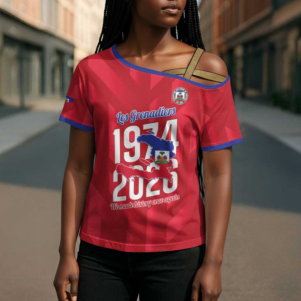 Personalized Haiti Football Cross Shoulder Shirt Les Grenadiers Made History Once Again Red Color