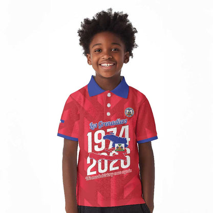Personalized Afro Haiti Football Kid Polo Shirt Les Grenadiers Made History Once Again Red Color LT14