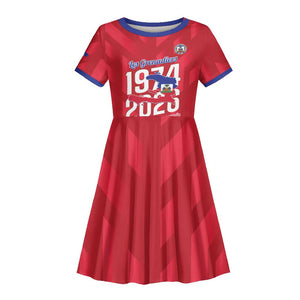 Personalized Afro Haiti Football Kid Short Sleeve Dress Les Grenadiers Made History Once Again Red Color LT14