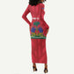 Personalized Afro Haiti Football Long Sleeve Bodycon Dress Les Grenadiers Made History Once Again Red Color - African Pride
