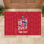 Personalized Afro Haiti Football Rubber Doormat Les Grenadiers Made History Once Again Red Color - African Pride