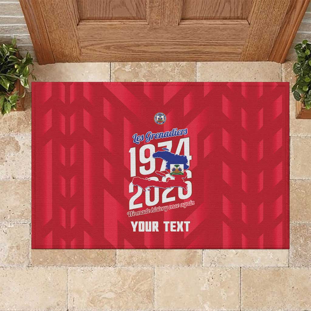 Personalized Afro Haiti Football Rubber Doormat Les Grenadiers Made History Once Again Red Color - African Pride