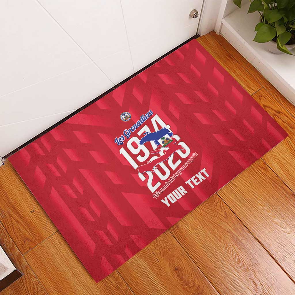 Personalized Afro Haiti Football Rubber Doormat Les Grenadiers Made History Once Again Red Color - African Pride