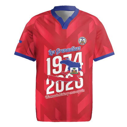 Personalized Afro Haiti Football Rugby Jersey Les Grenadiers Made History Once Again Red Color LT14