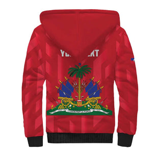 Personalized Afro Haiti Football Sherpa Hoodie Les Grenadiers Made History Once Again Red Color - African Pride