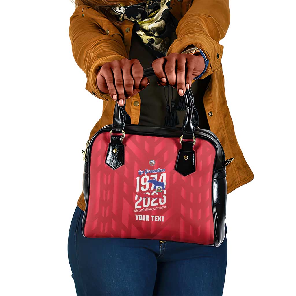 Personalized Afro Haiti Football Shoulder Handbag Les Grenadiers Made History Once Again Red Color - African Pride