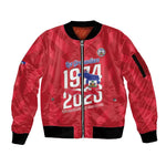 Personalized Afro Haiti Football Sleeve Zip Bomber Jacket Les Grenadiers Made History Once Again Red Color - African Pride