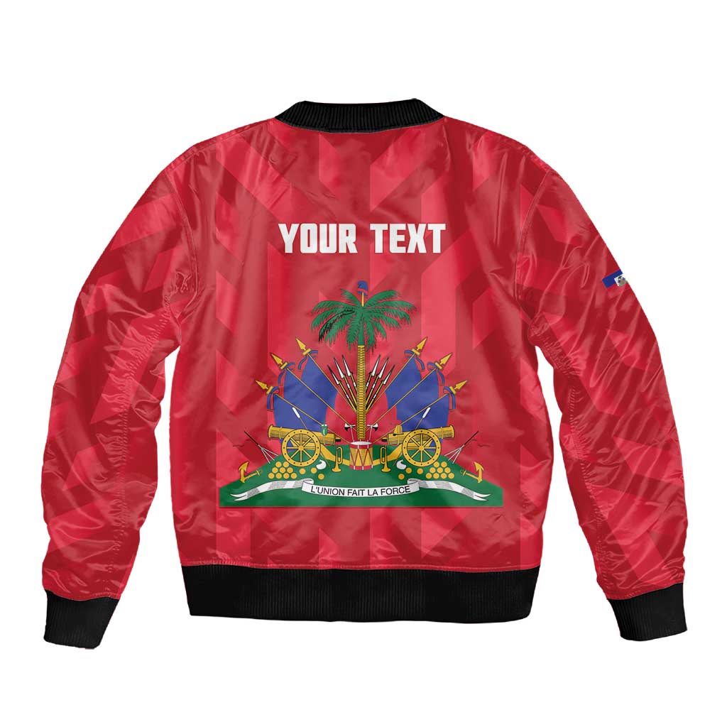 Personalized Afro Haiti Football Sleeve Zip Bomber Jacket Les Grenadiers Made History Once Again Red Color - African Pride