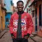 Personalized Afro Haiti Football Sleeve Zip Bomber Jacket Les Grenadiers Made History Once Again Red Color - African Pride