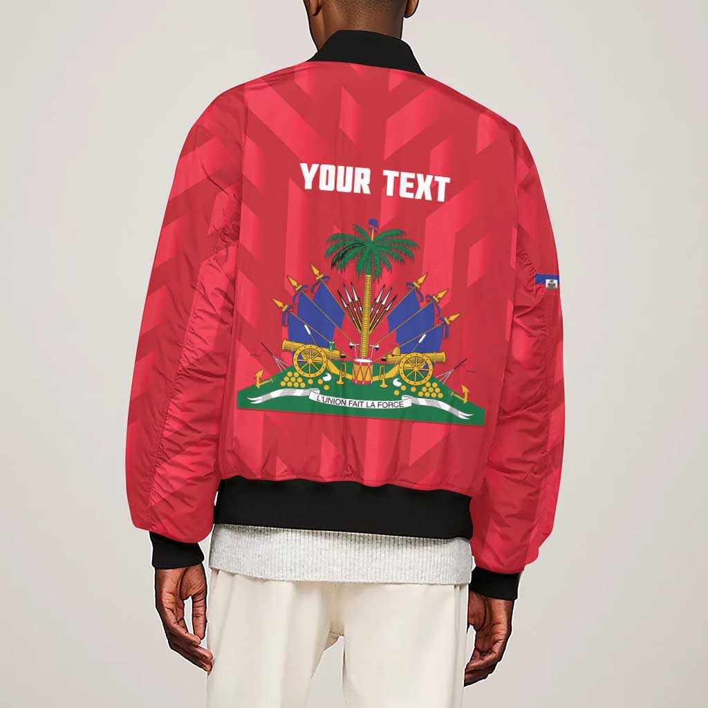 Personalized Afro Haiti Football Sleeve Zip Bomber Jacket Les Grenadiers Made History Once Again Red Color - African Pride