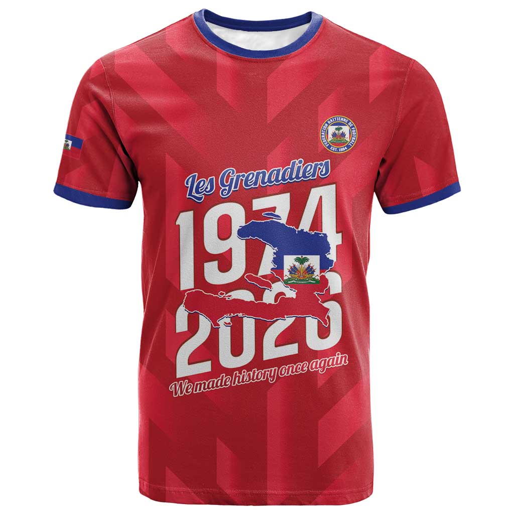 Personalized Afro Haiti Football T shirt Les Grenadiers Made History Once Again Red Color LT14
