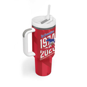 Personalized Afro Haiti Football Tumbler With Handle Les Grenadiers Made History Once Again Red Color - African Pride