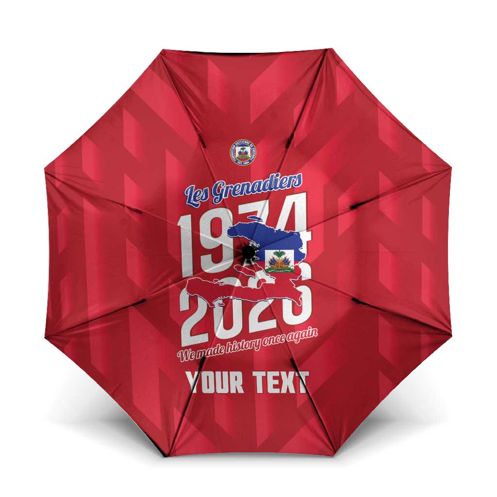 Personalized Haiti Football Umbrella Les Grenadiers Made History Once Again Red Color