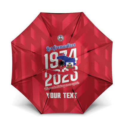 Personalized Haiti Football Umbrella Les Grenadiers Made History Once Again Red Color