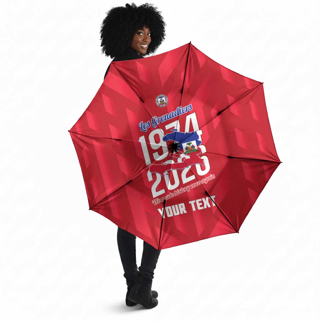 Personalized Haiti Football Umbrella Les Grenadiers Made History Once Again Red Color