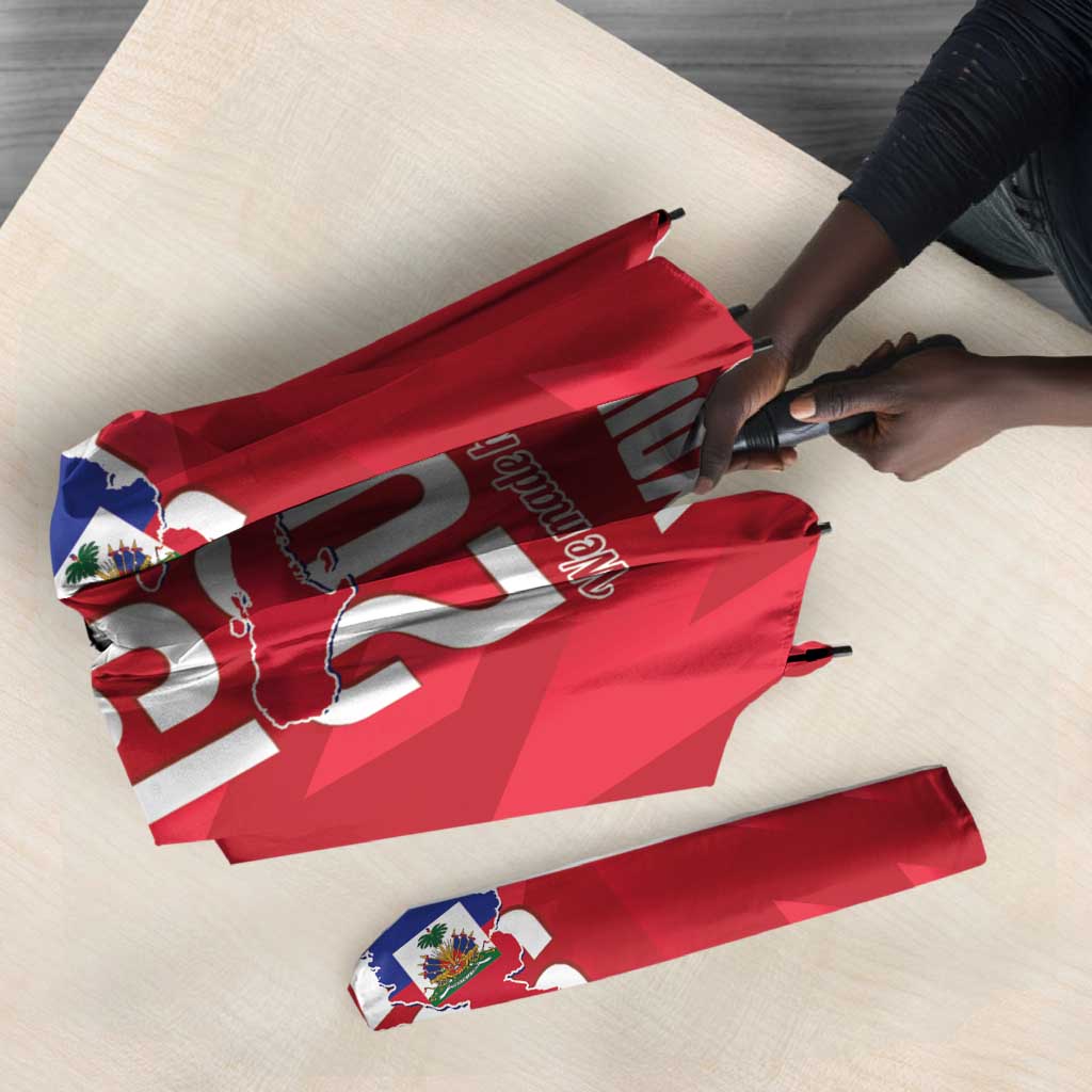 Personalized Haiti Football Umbrella Les Grenadiers Made History Once Again Red Color