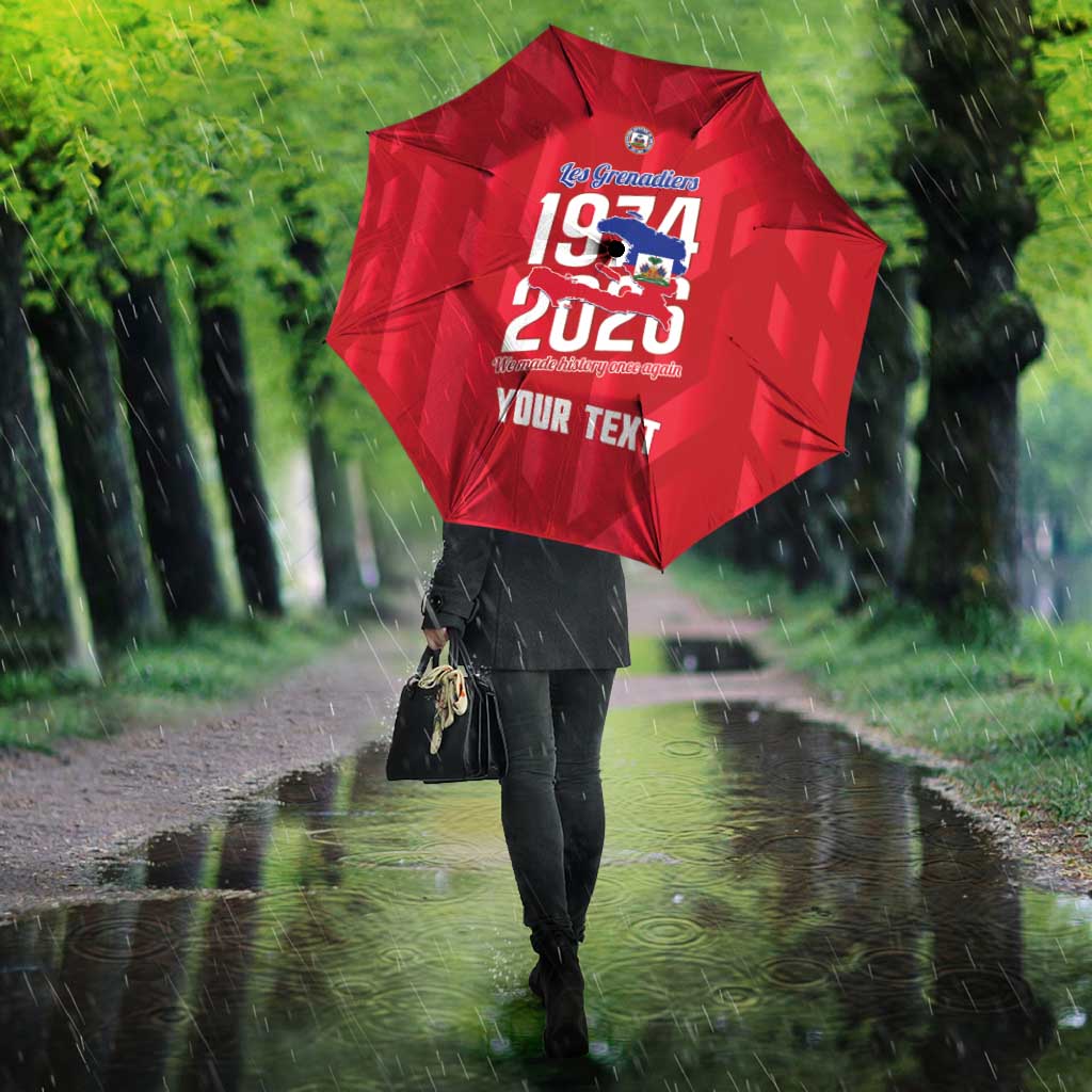 Personalized Haiti Football Umbrella Les Grenadiers Made History Once Again Red Color