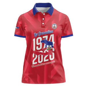 Personalized Afro Haiti Football Women Polo Shirt Les Grenadiers Made History Once Again Red Color LT14