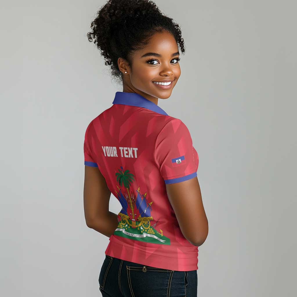 Personalized Afro Haiti Football Women Polo Shirt Les Grenadiers Made History Once Again Red Color LT14