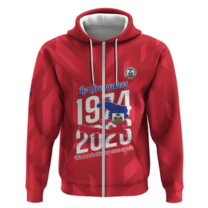 Personalized Afro Haiti Football Zip Hoodie Les Grenadiers Made History Once Again Red Color - African Pride