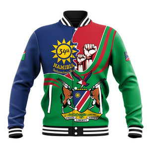 Namibia Independence Day Baseball Jacket Coat Of Arms Curve Style LT14