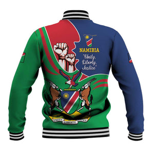 Namibia Independence Day Baseball Jacket Coat Of Arms Curve Style LT14