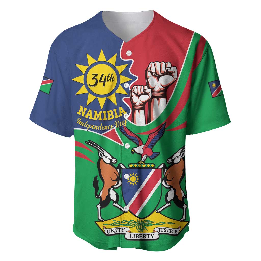 Namibia Independence Day Baseball Jersey Coat Of Arms Curve Style