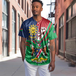 Namibia Independence Day Baseball Jersey Coat Of Arms Curve Style