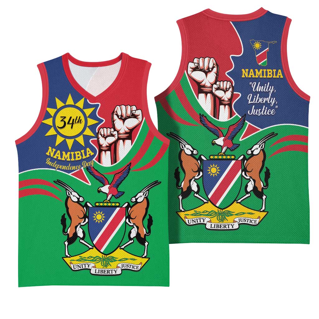 Namibia Independence Day Basketball Jersey Coat Of Arms Curve Style LT14