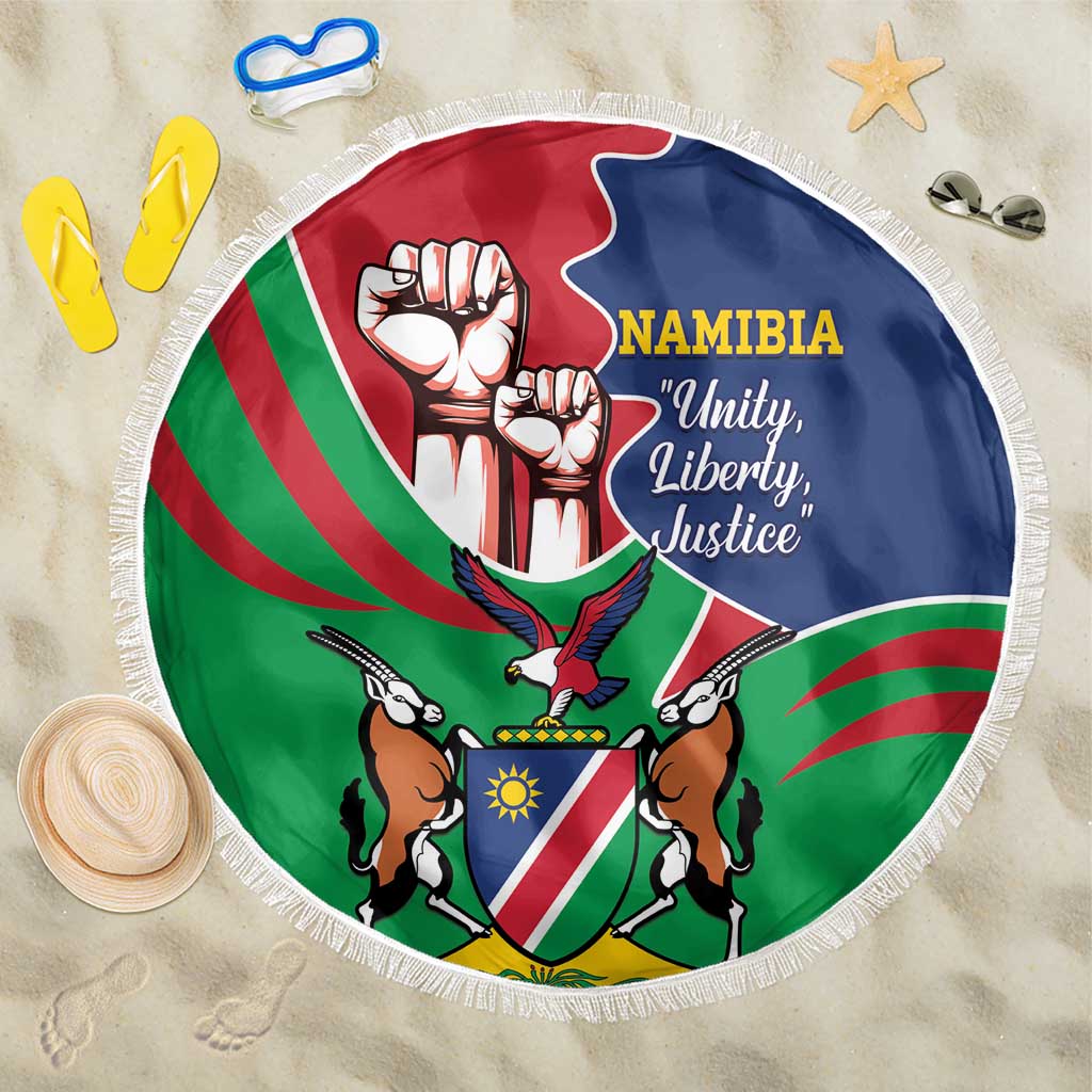 Namibia Independence Day Beach Blanket Coat Of Arms Curve Style